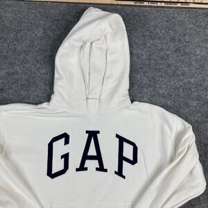 GAP Hoodie Kids 12 White Logo Pullover Fleece Sweatshirt‎